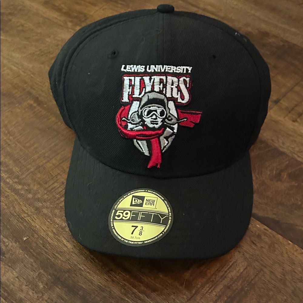 New Era Lewis University Flyers Black Hat. Size 7 3/8. New with tags